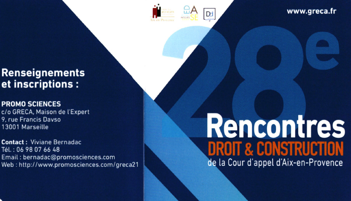 Me SAIMAN, BEFVE et BERGANT ont participé au colloque du Greca " 28èmes rencontres Droit & Construction"