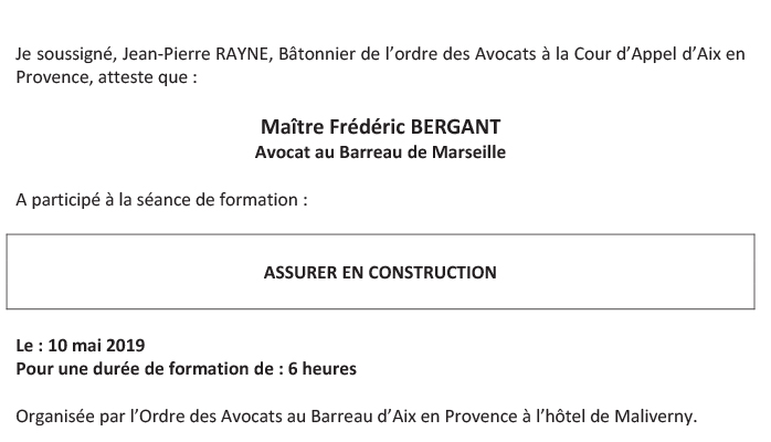 Maître Frédéric BERGANT est intervenu le 10 mai 2019 lors d’un colloque organisé par L'EDA SUD (Assurer En Construction)
